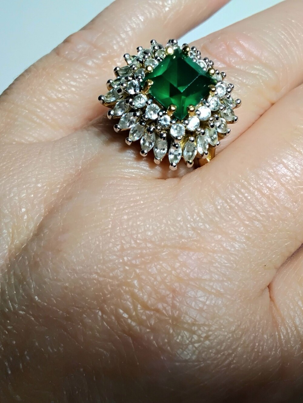 Camrose & Kross Gold Emerald & Diamond Jackie Kennedy Ring Sz 8-3/4 - Picture 5 of 8